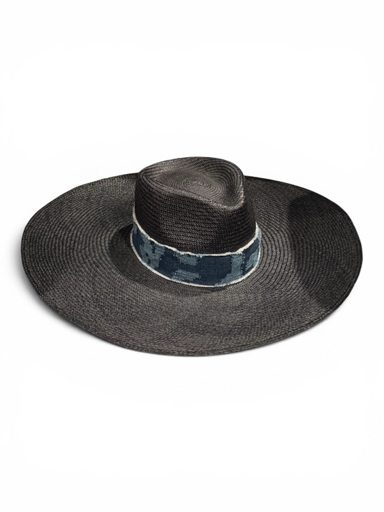 rag & bone Wide Brim Straw Hat Black Oversized Boater Fedora Western Luxe main image 10